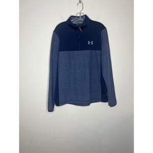 Under Armour Mens Activewear Pullover Jacket Large 1/4 Zip Blue Cold Gear Loose